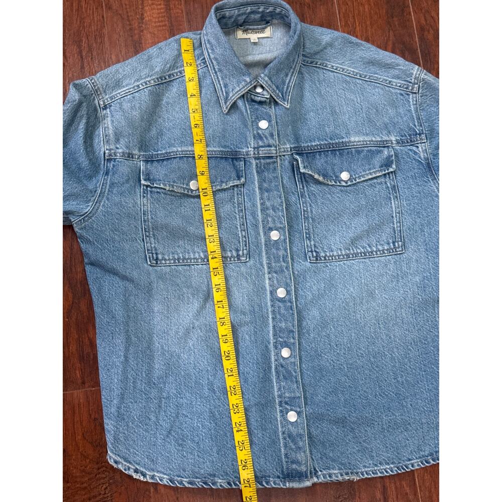 Madewell Denim Boxy Shirt Jacket Maspeth Wash Size Large NU401 - Picture 12 of 13